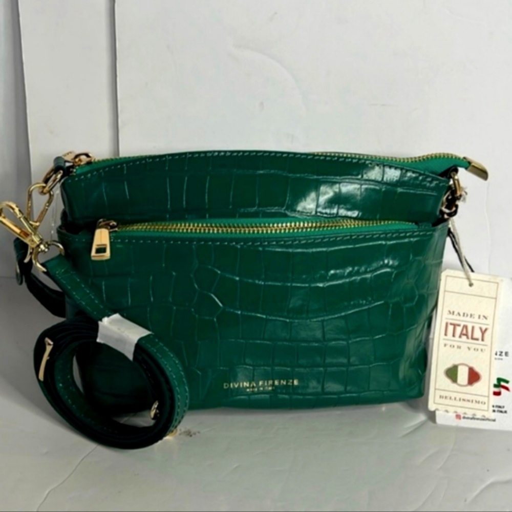 NWT Hunter Green Divina Firenze Leather Bag